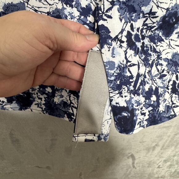 Duluth Trading Co Shirt Womens Small Blue White Floral Button Front Long Sleeve - Picture 4 of 12